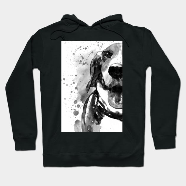 Black and White Half Faced Beagle Hoodie by Marian Voicu